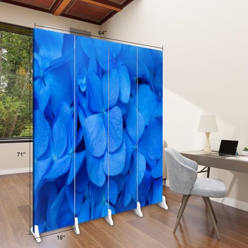 Wood Screen Room Divider Floral blue beautiful blue flowers close up sunlight soft focus nature Folding Screen Canvas Privacy Partition Panels Dual-Sided Wall Divider Indoor Display Shelves 6 panels