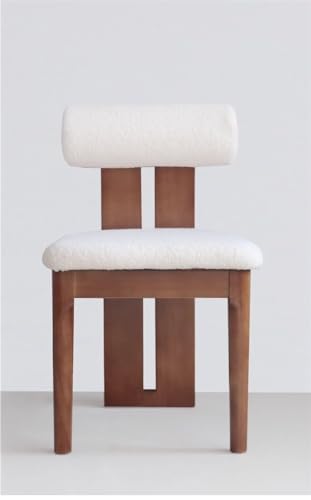 Modern Dining Chairs Set of 2, Retro Simple Dining Chair - Solid Wood, Makeup Lamb Cashmere, Sofa Chair Space-Saving Dining Chair (Color : Walnut Color)