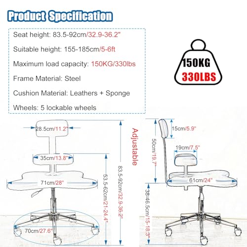 Cross Legged Office Chair with Removable Back Support, Pipersong Meditation Chair Plus for Home Yoga - Improve Posture, Armless Rocking Kneeling Chair 330 Lbs, Ergonomic Design