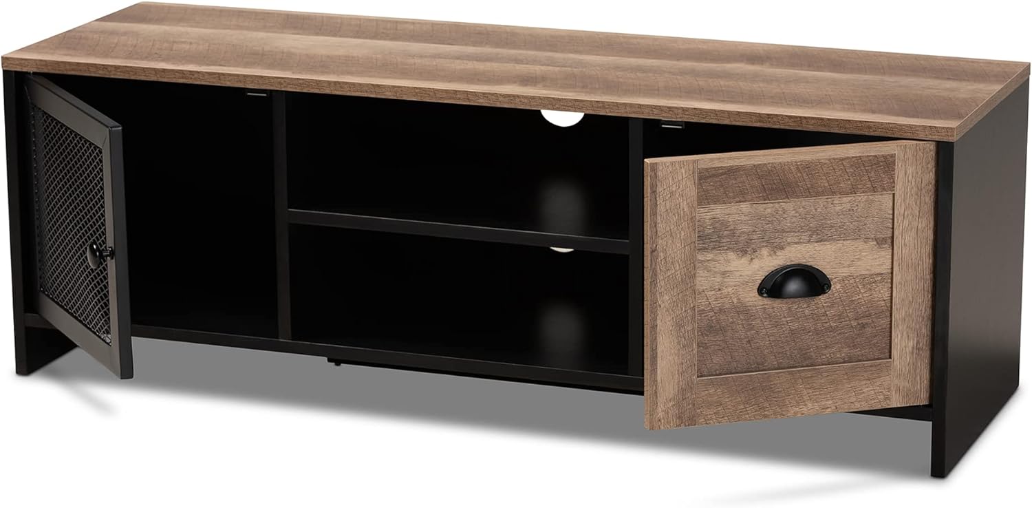 Baxton Studio Connell TV Stands, Natural Brown/Black