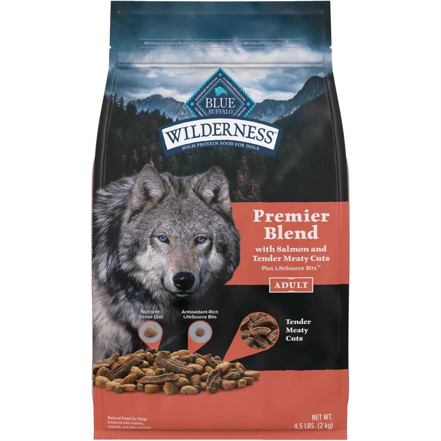 Blue Buffalo Wilderness Premier Blend Adult Natural Meaty Cuts Salmon Dry Dog Food - Pet Supplies online store