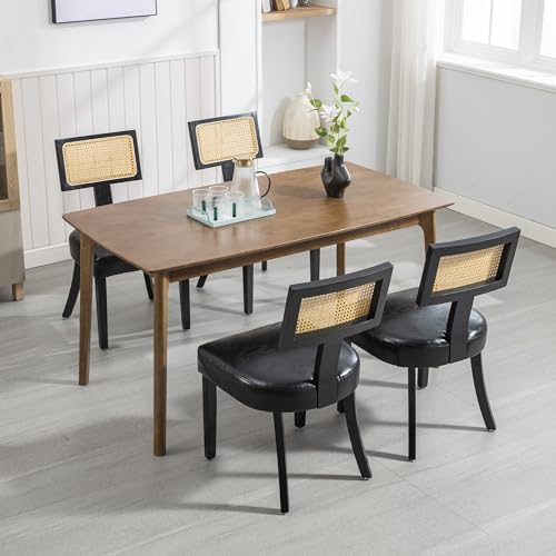 Dining Chairs Set of 4, Upholstered Fabric Kitchen Chairs Dining Room Armless Chair with Nailhead Trim and Wood Legs for Kitchen/Restaurant, Light Gray