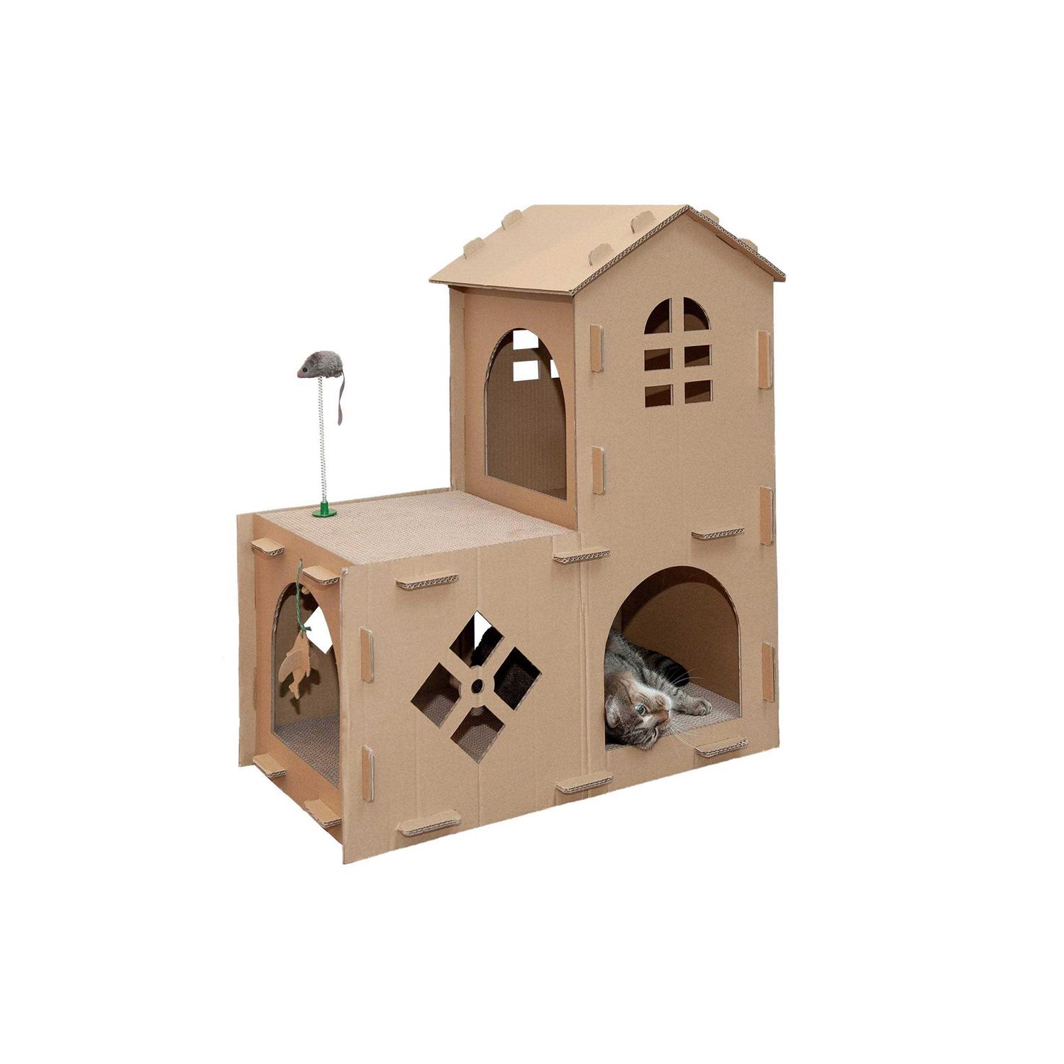 FurHaven Corrugated Cat Scratcher House with Catnip - Pet Supplies online store
