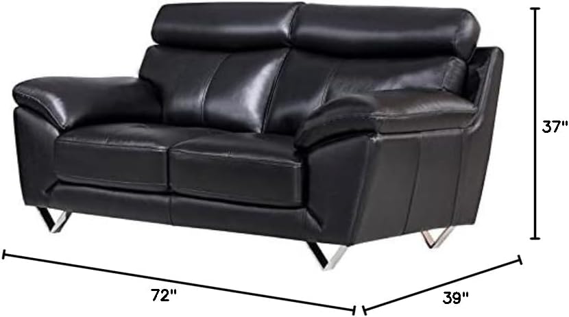EK078 Black Color with Italian Leather Loveseat