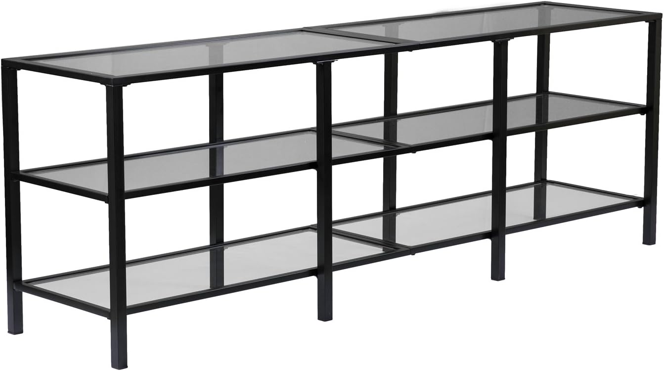 SEI Furniture Tyler Metal/Glass TV Stand – Transitional Style - Black