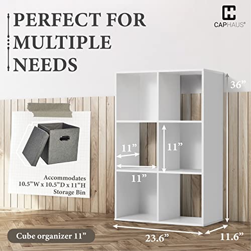 Fencer Wire 11-Inch Cube Storage Organizer Shelf w/Back, with Exterior Edge, Room Storage Shelves Divider, Bookcase, 6-Cube / 8-Cube / 9-Cube, Colors Available in Rustic Grey Oak and White