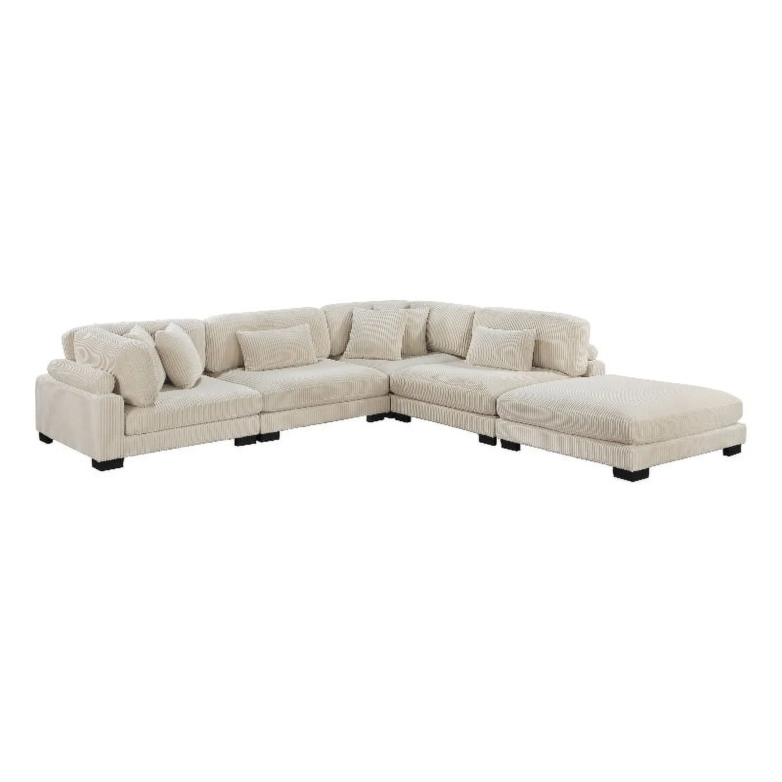 Lexicon Traverse 5-Piece Corduroy Fabric Modular Sectional in Beige