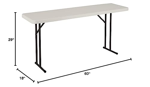 Norwood Commercial Furniture 5' Indoor/Outdoor Folding Training Table, Rectangular Blow-Molded Plastic Folding Training and Event Table, White