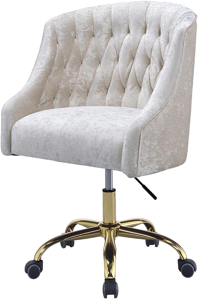Vintage Cream and Gold Tufted Back Office Chair