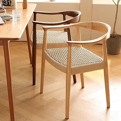 Advanced Vintage Casual Chair, Mid Century Modern Chairs For Dining Room Rattan Chair Solid Wood Armchairs Study Room, Office Clubs Leisure Chair Fully-Assembled ( Color : Walnut-B , Size : 59x47x73cm