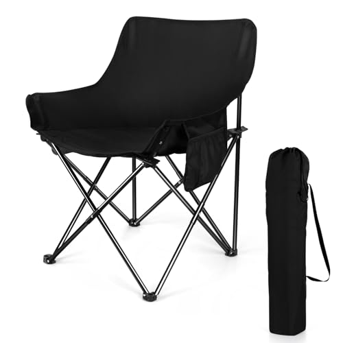 Joyfair Outdoor Camping Chair + Folding Table Set, Portable Camp Moon Chairs with Carry Bag for Adults, Heavy Duty Large Lawn Chair & Lightweight Table for Backpacking Fishing Hiking and Sports