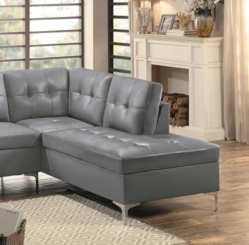 Sectional Sofa Couch Set, L Shaped Sofa with Chaise, Modern Couch Faux Leather, Reversible Sectional Couch for Living Room, Solid Wood Frame, Brown