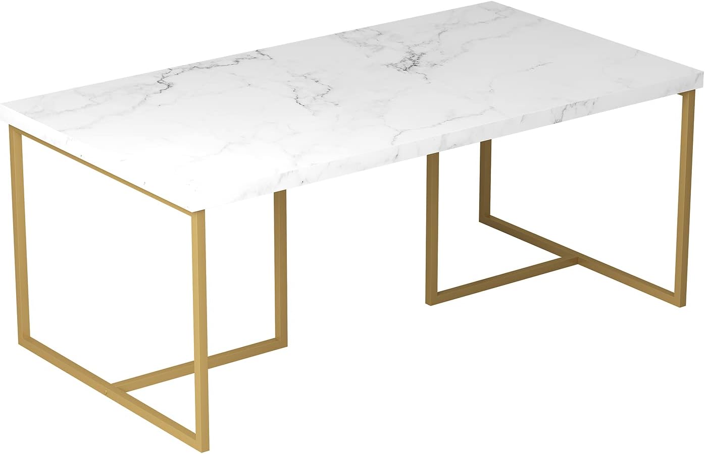 S & Co. Coffee Table-43 Long/Marble with Gold Metal for Living Room