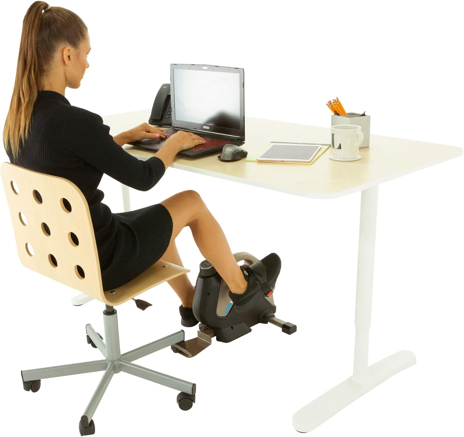 EXERPEUTIC Bluetooth Under Desk Exercise Bike with Extendable Chair Hook for All User Height and Free MycloudFitness APP, Gold, Black (7149) not EXERPEUTIC 900E Bluetooth Under Desk All User Height