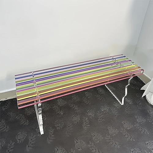 Acrylic Rainbow Bench, Simple Nordic Household Shoe Changing Stool at The Door, Balcony Transparent Stool, Living Room/Bedroom/Office/Study,47.17inches