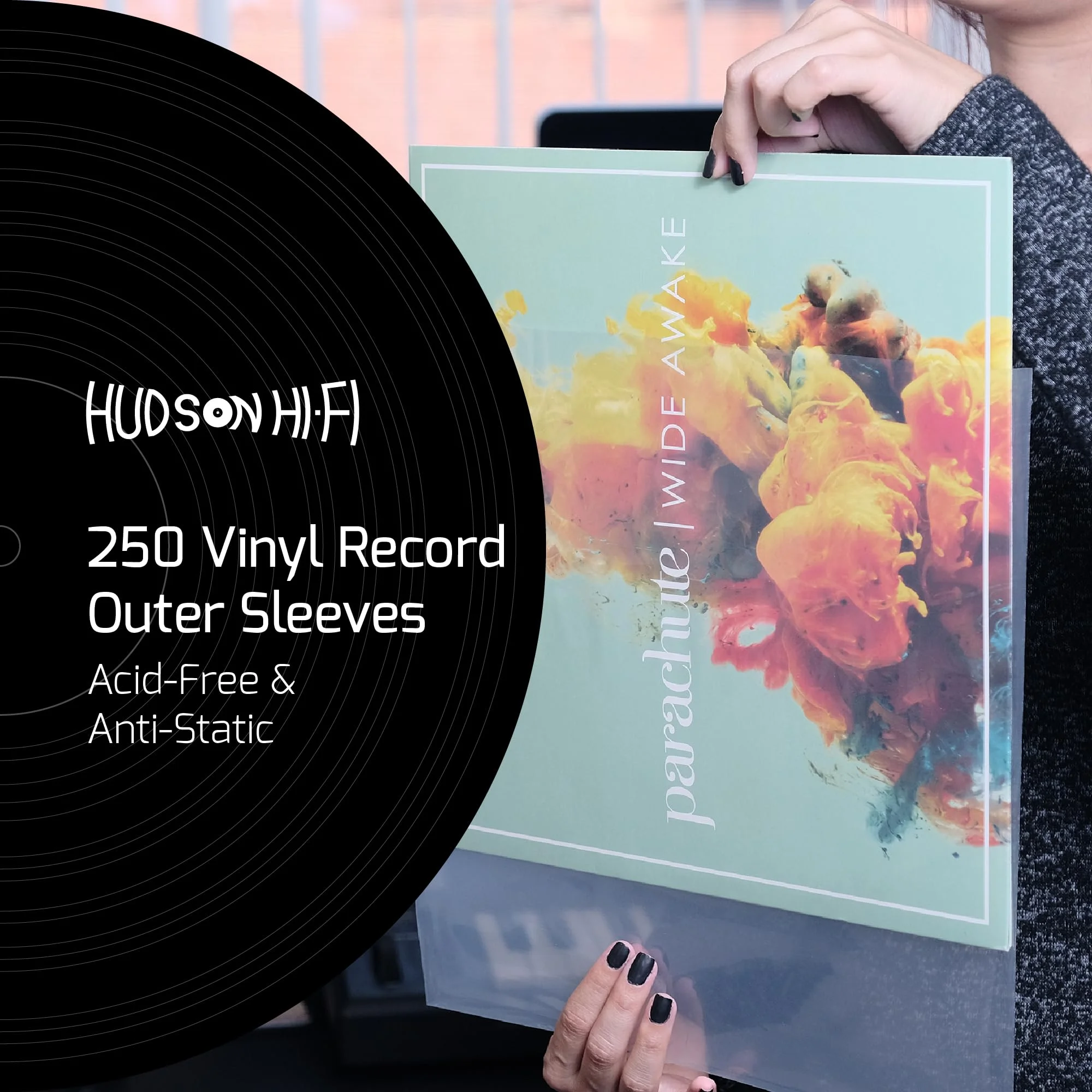 Hudson Hi-Fi Vinyl Record Outer Sleeves 250 Pack - Premium Clear Vinyl Record Covers - Protect Your LP Albums from Scratches, Dirt & Dust- 3mm Thick No-Acid Exterior Disc Cover - Gift for Vinyl Lovers