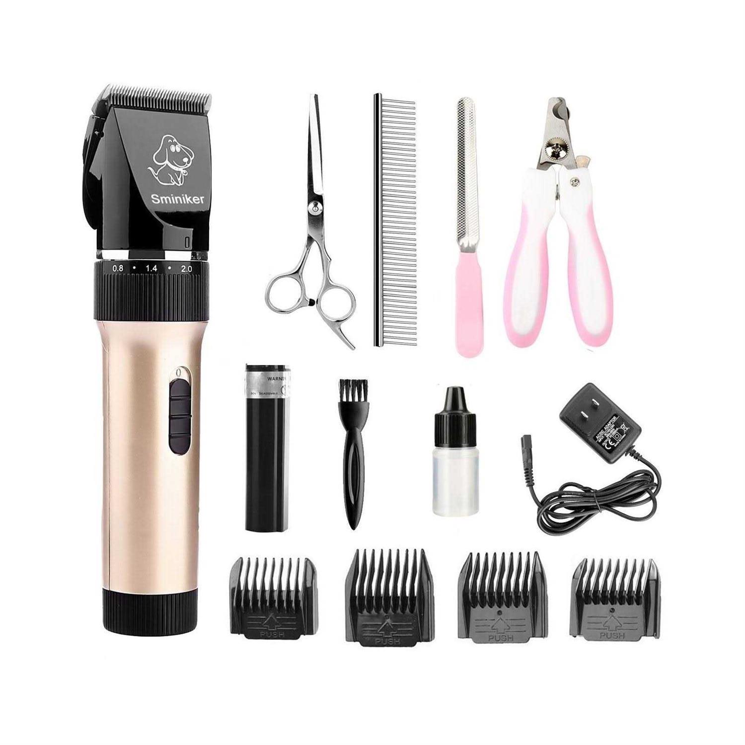 Sminiker Low Noise Cat and Dog Clippers Rechargeable Cordless Pet Clippers Grooming Kit with Storage Bag 5 Speed Professional Animal Clippers Pet Gro - Pet Supplies online store