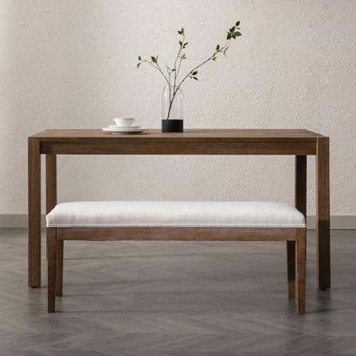 Upholstered Entryway Bench Modern Shoe Benches for Hallway Porch Bedroom Bench for End of Bed Dining Bench for Dining Table Dining Room Kitchen Window with Wood Legs, PU Leather, Grey