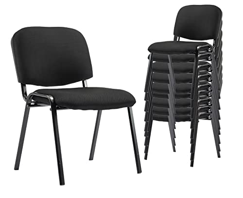 Shunzhi Stackable Waiting Room Chairs Set of 10 Modern Conference Room Chairs Office Guest Chairs Side Reception chairs for Breakroom/Lobby/Events/Church/School/Hall/Hotel,Black,Mesh