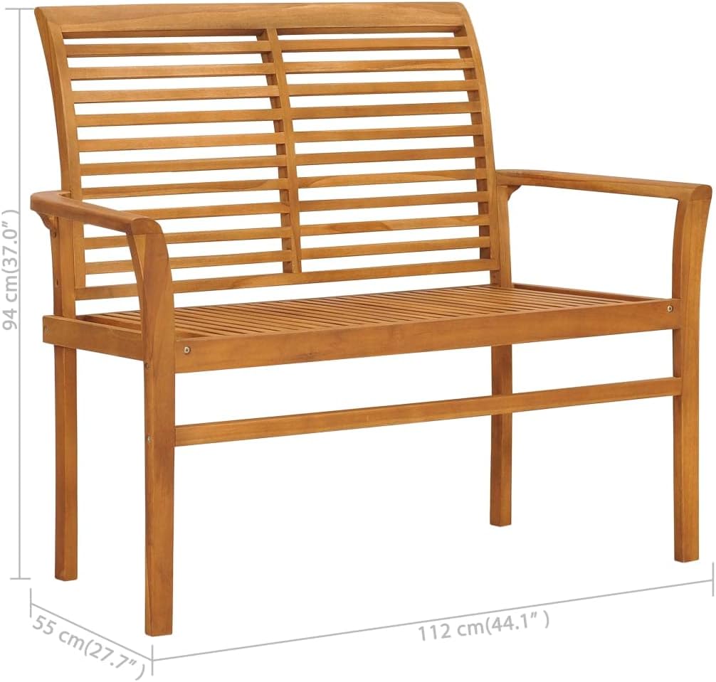Patio Bench with Beige Cushion 44.1