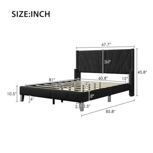 Full/Queen Size upholstered Velvet Platform Bed with Tufted Rivet headboard, Adult and Adolescent Double beds,beds