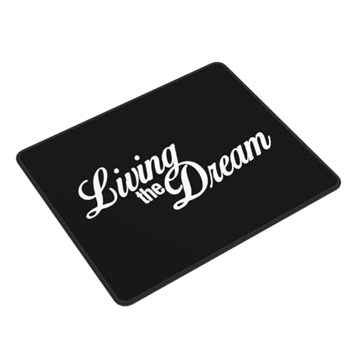 Living The Dream Mouse Pad Rectangle Gaming Mousepad Square Desk Mat Stitched Edges 10 X 12 Inch for Home Office