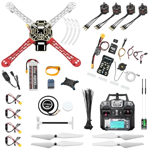 HAWK'S WORK F450 Drone Kit to build, DIY Quadcopter Set, Frame + Pixhawk + GPS + Power Module + ESC + Brushless Motor + Prop + Battery + RC Transmitter & Receiver + Accessory + Guild Book & Video (A)