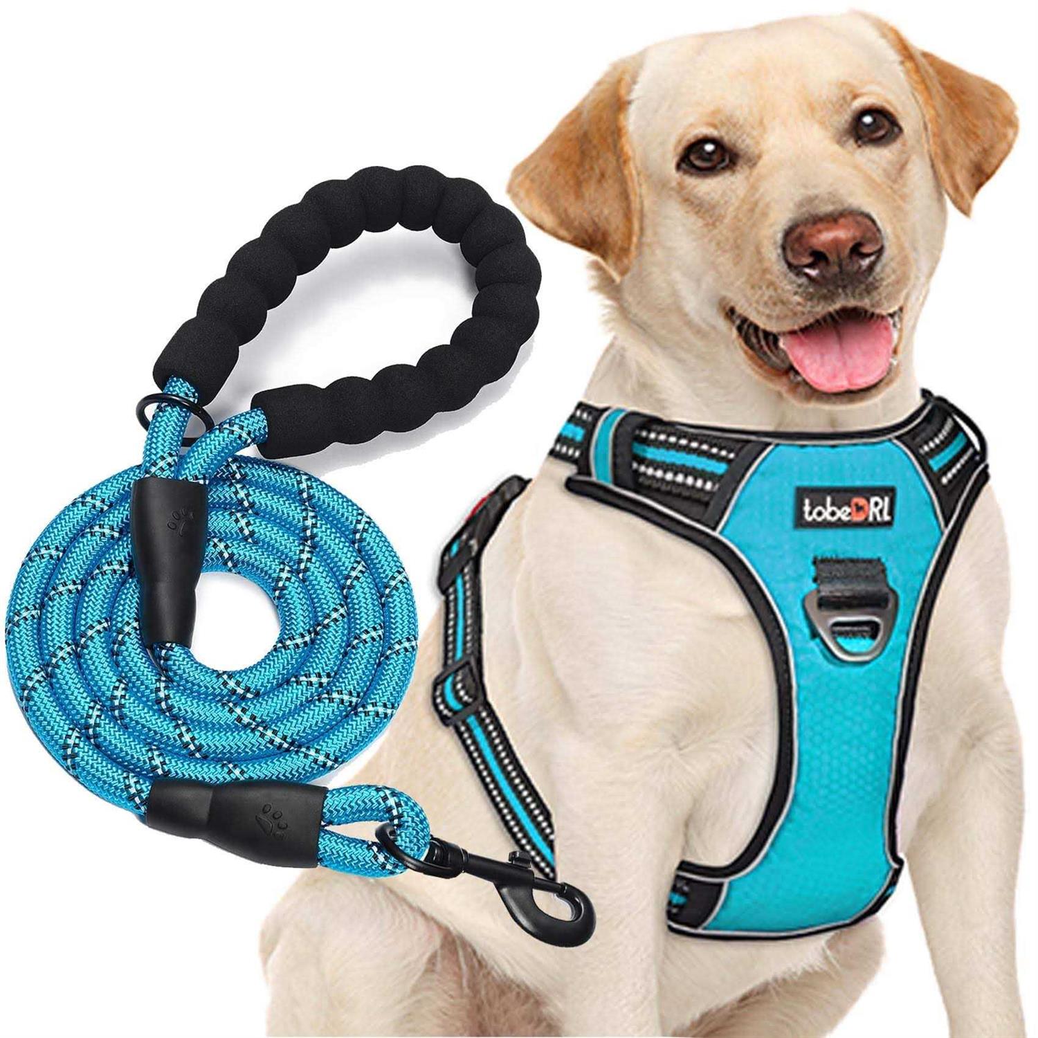 tobeDRI No Pull Dog Harness Adjustable Reflective Oxford Easy Control Medium Large Harness with A Free Heavy Duty 5ft Dog Leash - Pet Supplies online store