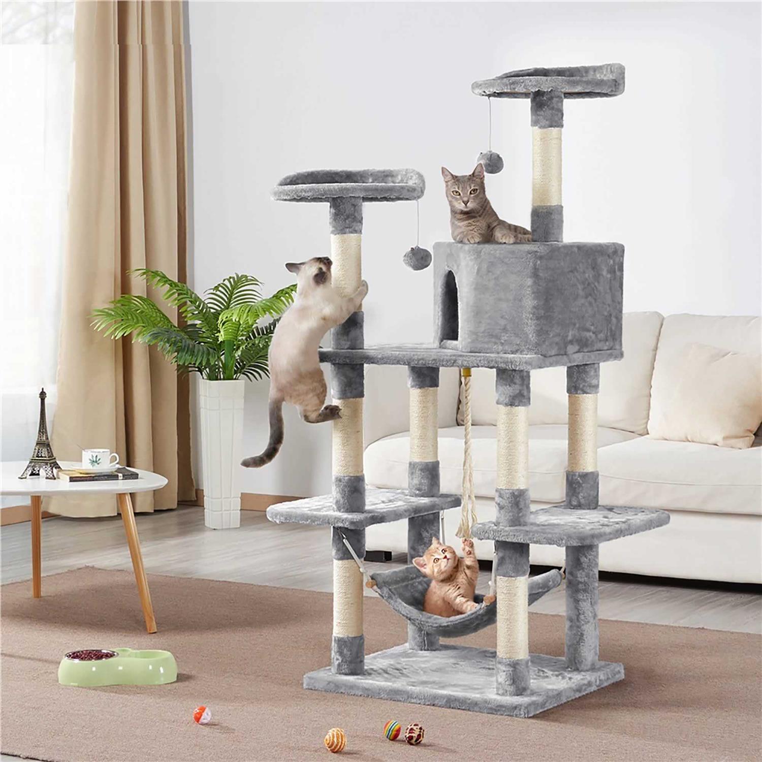 Topeakmart Light Gray Large Cat Tree with Plush Perch - Pet Supplies online store