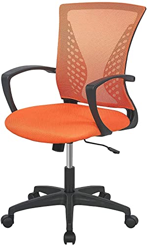 Ergonomic Office Chair Clearance Mid Back Mesh Chair with Lumbar Support and Armrest Adjustable Computer Chair Study Chair Rolling Task Chair Modern Executive Chair, Black