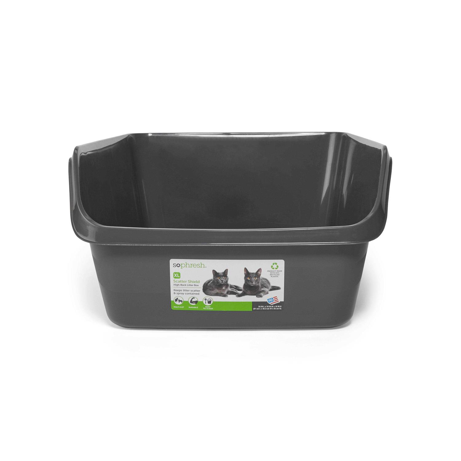 So Phresh Charcoal Shatter Shield High-Back Cat Litter Box - Pet Supplies online store