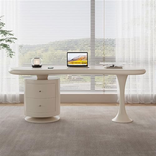 Office Desk Cream Wind Solid Wood Desk Small Household French Light Luxury Shaped Desk Designer Premium Sense of Pc Table Study Writing PC Desk(160x60x75cm)