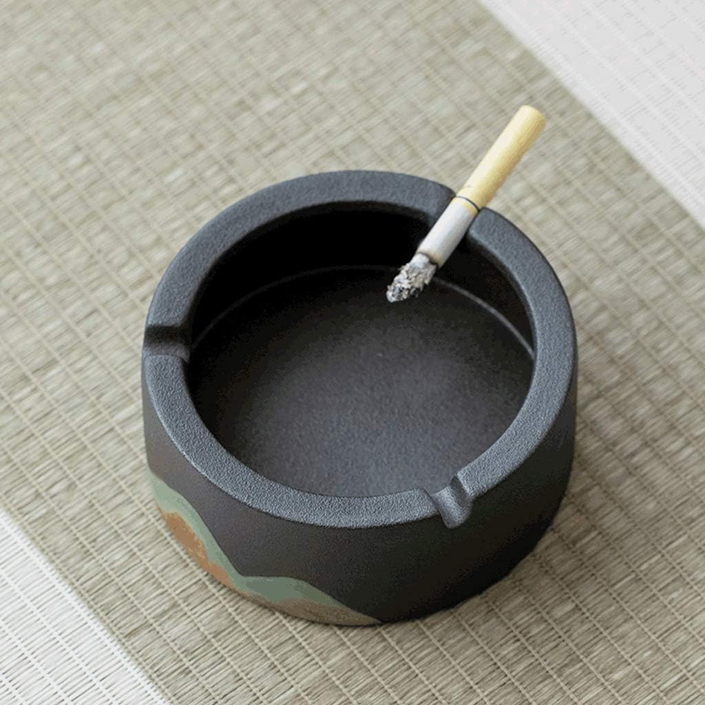 Home furnishings Ceramic Ashtray Mountain Peak Pattern Ash Tray for Cigarettes Zen Table Decoration Ash Holder for Indoor Outdoor Use -Black/White Nice Extra Decoration (Color : Black)