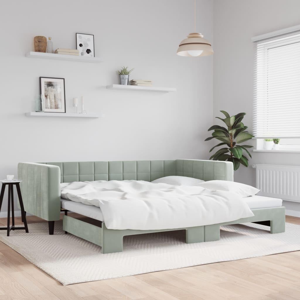 Daybed with Trundle Light Gray 39.4