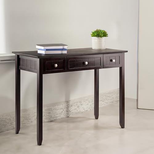 Writing Desk with Storage, Honey Pine Finish, 3 Drawers & Shelf, Home Office Desk, Computer Desk for Small Spaces, Rustic Brown | 30 Inches |38 lbs