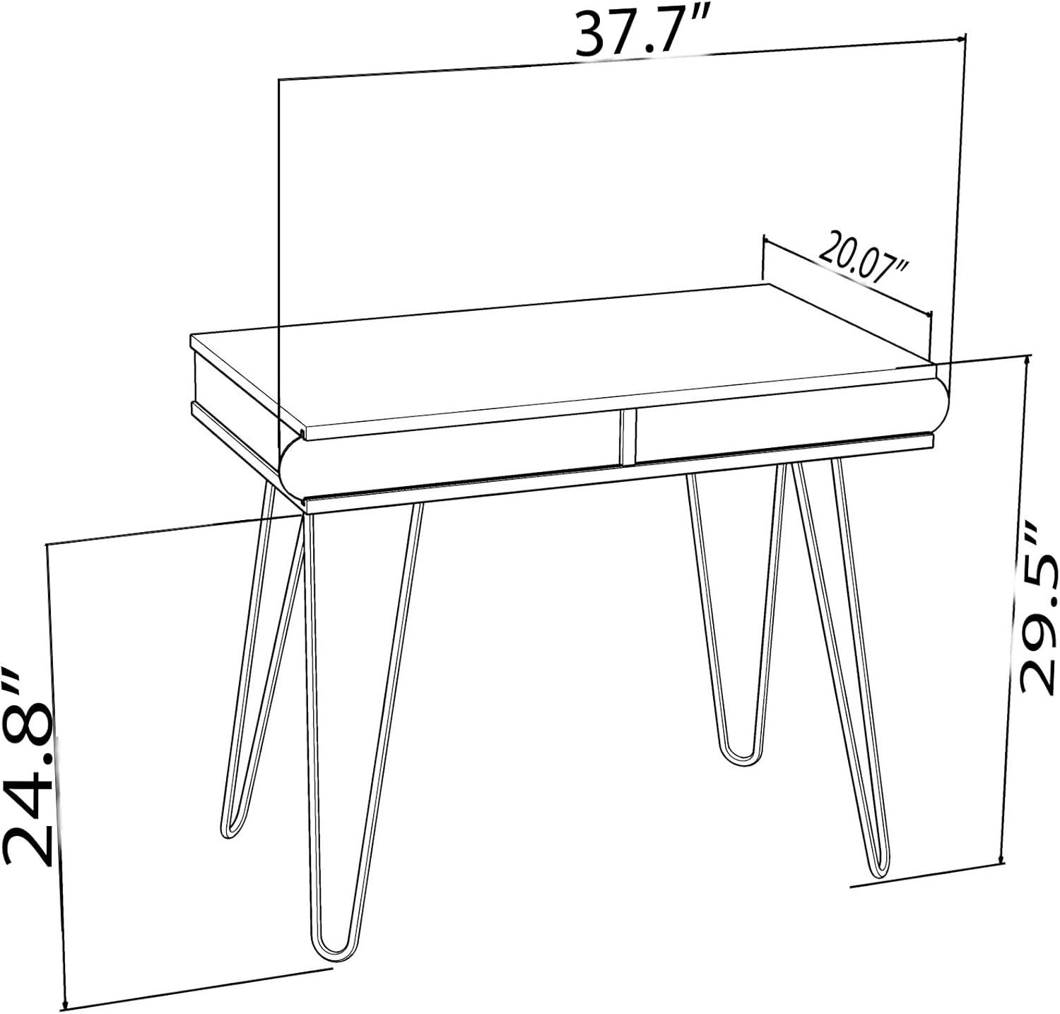 Overstock 2-Drawers Wood Study Desk Metal Legs Study Desk Oak