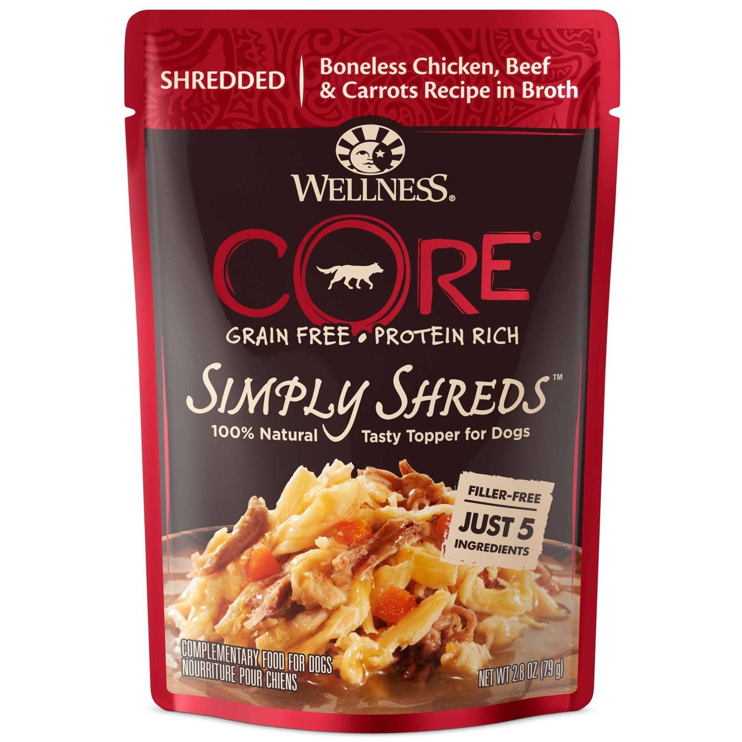 Wellness Core Simply Shreds Natural Grain Free Chicken Wet Dog Food Topper - Pet Supplies online store