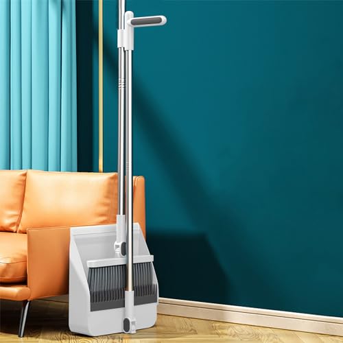 Brooms with Dustpan Combo Set, Brooms and Dustpan Set with 37.8 Inch Long Handle, Scraping Teeth and Scraper, Standing Dustpan and Brooms for Home Bathroom and Kitchen Office #3