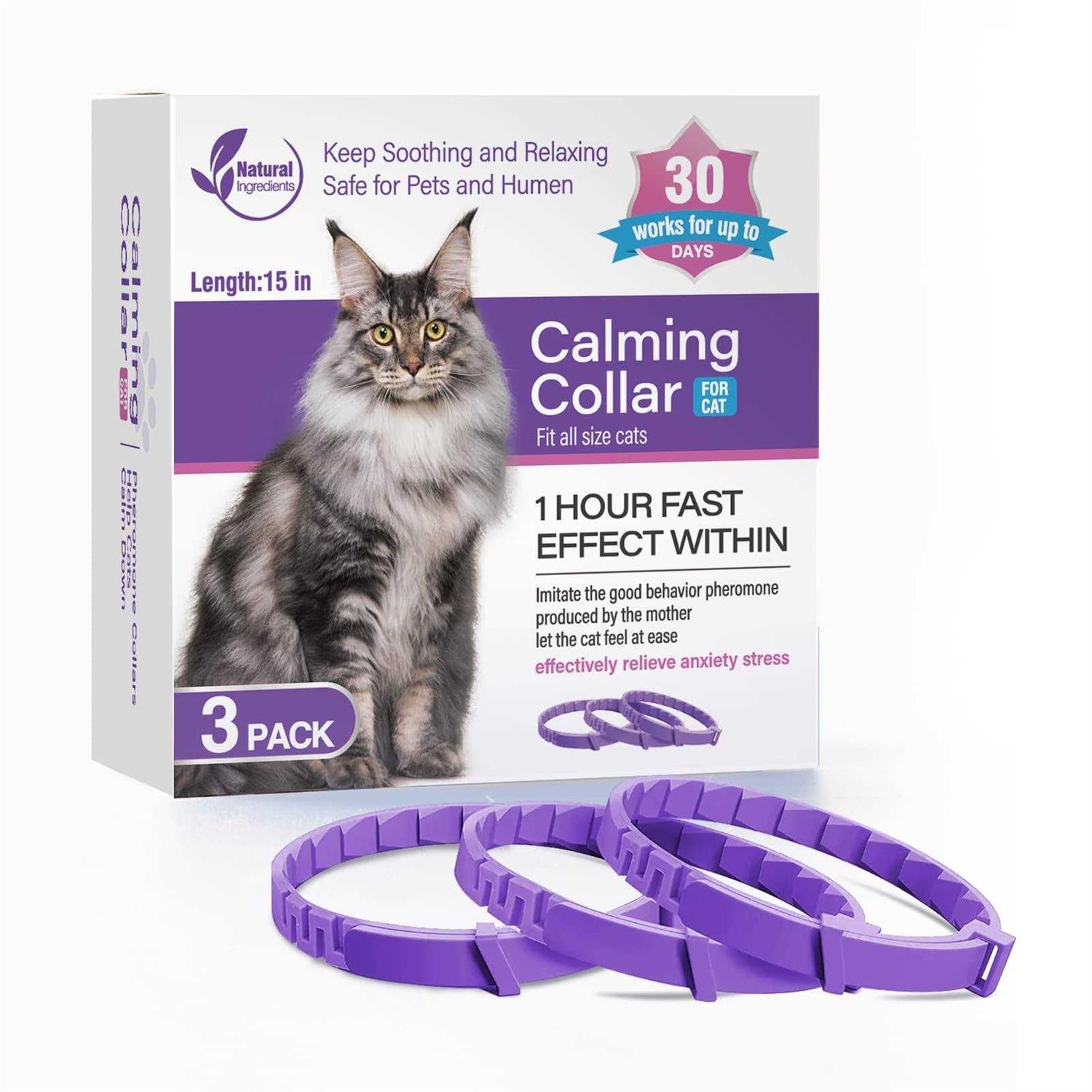 Tcllka 3 Pack Calming Collar Efficient Relieve Reduce Anxiety Stress Pheromones Calm Relaxing Comfortable Breakaway - Pet Supplies online store