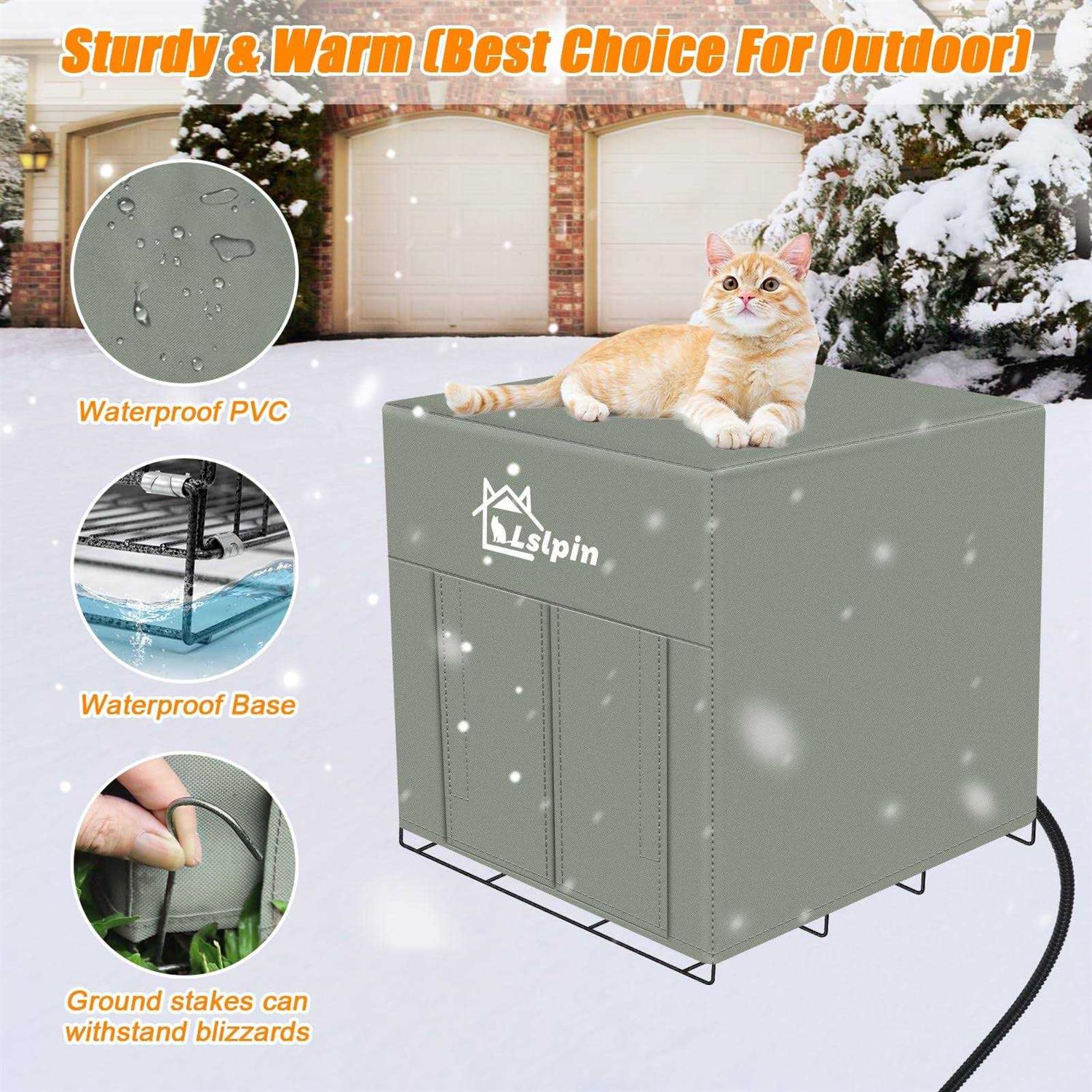 Lslpin Large Heated Cat House for Outdoor Cat in Winter - Pet Supplies online store