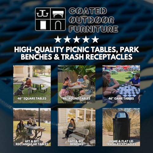 Coated Outdoor Furniture Heavy-Duty Outdoor Bench Thermoplastic Coated, Expanded Metal, Commercial-Grade Seating, Made in America (Surface without Back, 6 Ft, Brown)