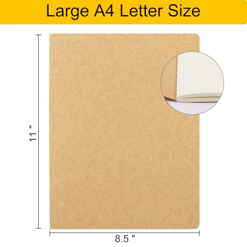 EUSOAR Kraft Notebooks, 12 Packs Large A4 8.5