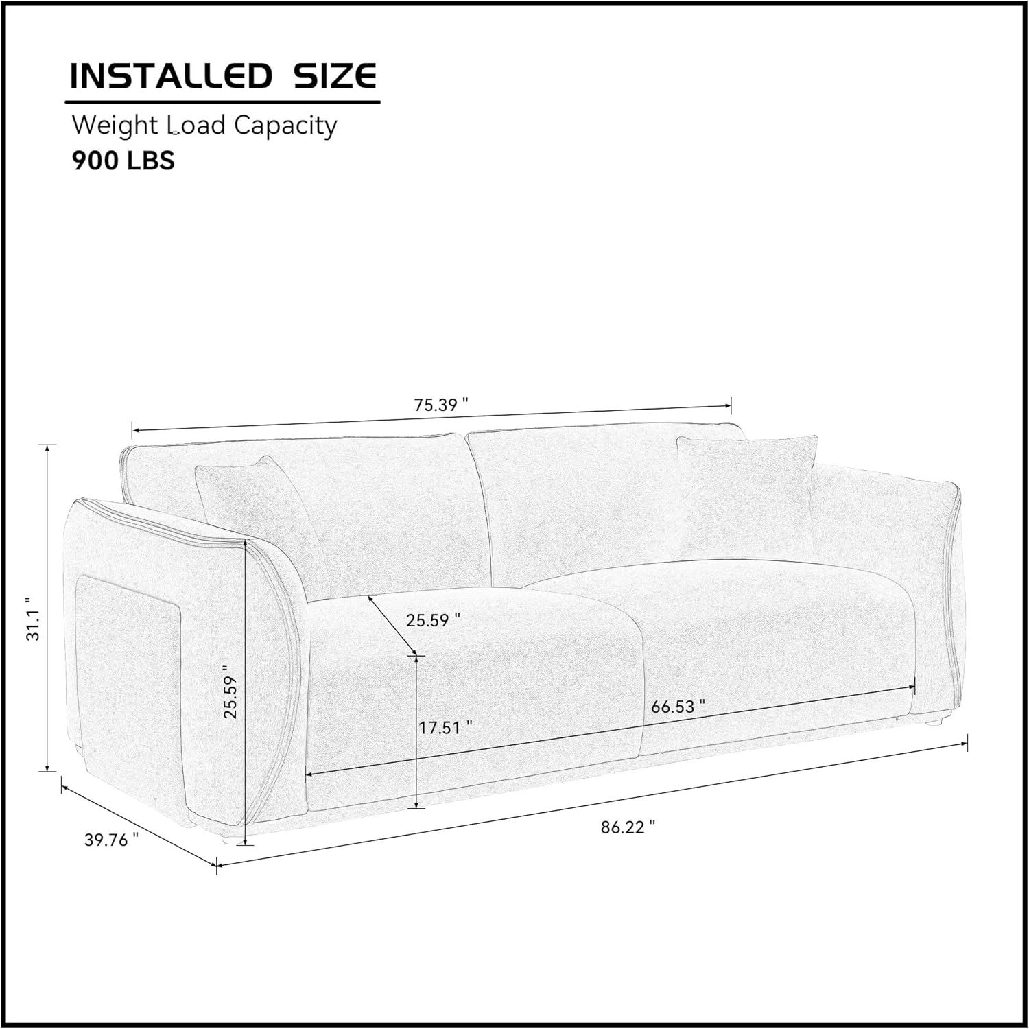 Sofa Couch, 86.22