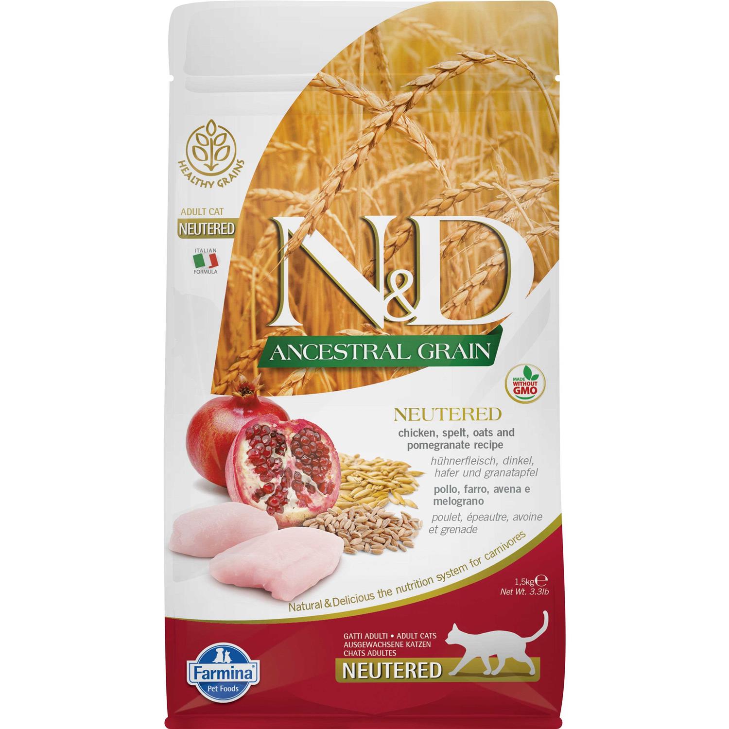 Farmina N&D Ancestral Grain Chicken & Pomegranate Neutered Dry Cat Food - Pet Supplies online store