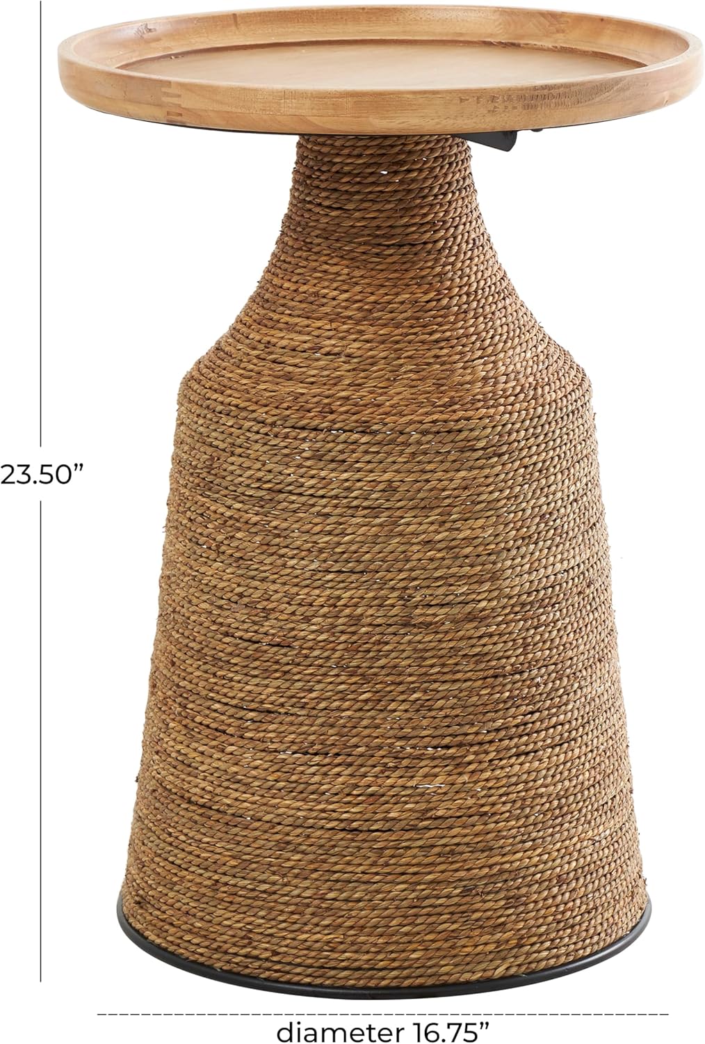 Deco 79 Dried Plant Handmade Side End Accent Table Wrapped End Table with Wood Tabletop, Side Table 17