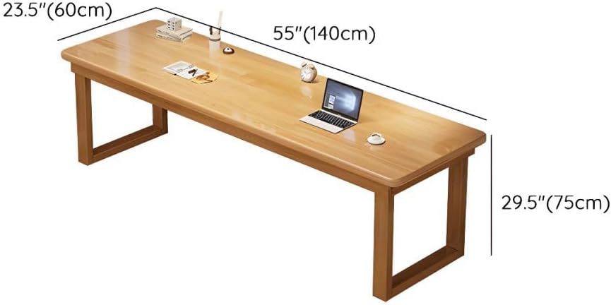 Simple Wooden Writing Desk Modern Computer Desk 55.1 Inch Office Desk with Solid Wood Legs for Home Office Desk Workstation, Natural Color