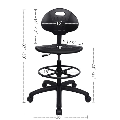 Deluxe Polyurethane Drafting Lab Stool Chair, 18