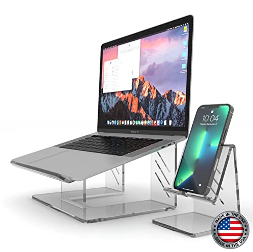 Vray Designs LLC- 6MM Acrylic Laptop Stand for Desk, Ergonomic Laptop Riser, Computer Stand for Laptops Compatible with 10-17