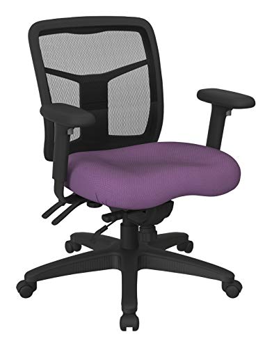 Office Star ProGrid Breathable Mesh Manager's Office Chair with Adjustable Seat Height, Multi-Function Tilt Control and Seat Slider, Mid Back, Olive Fabric