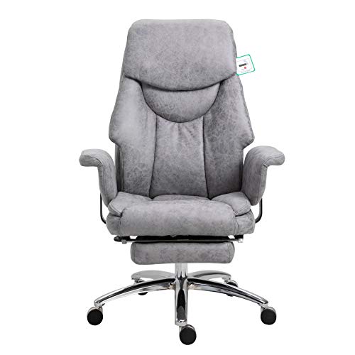 Abraham Wingback Style Office Chair with Footrest (Vintage Effect Grey)